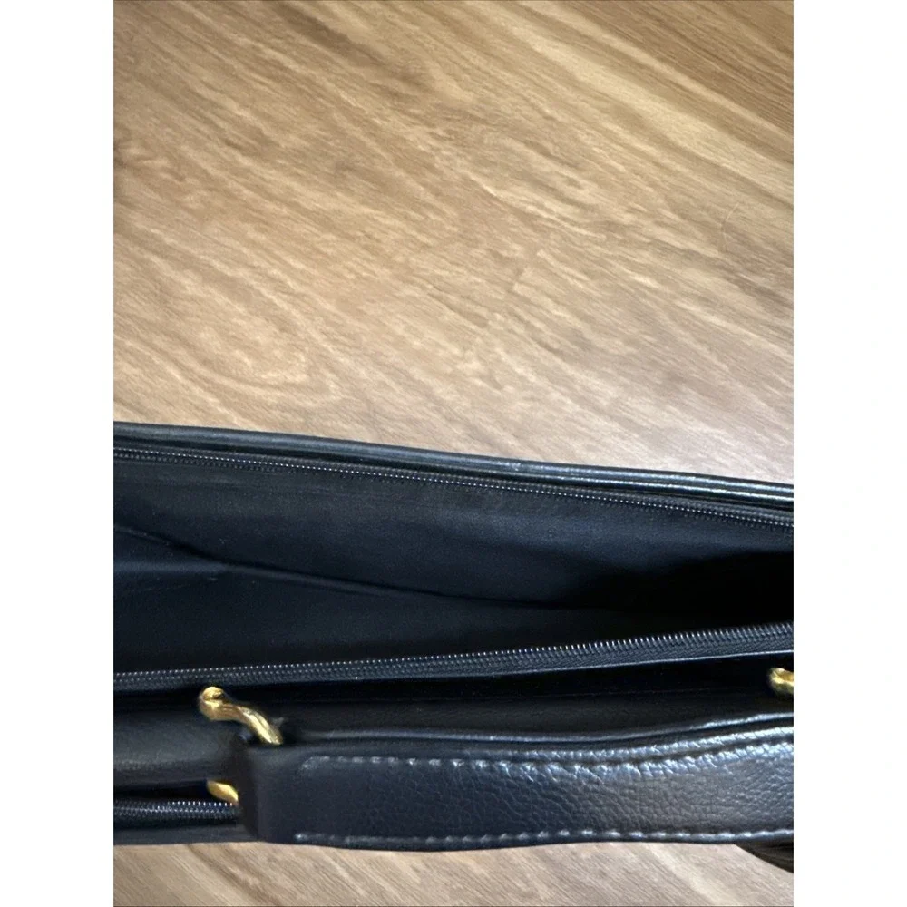 Pierre BALMAIN Paris Vintage Leather Briefcase Black Gold 80s Laptop Bag - Picture 8 of 11